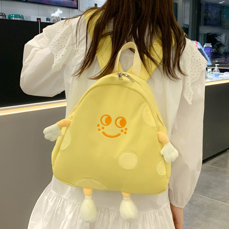 Cute Cheese Canvas Female Cartoon Campus Backpacks