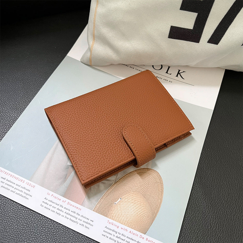 Women's Top Layer Cowhide Multifunctional Halter Passport Cover Document Genuine Ladies Wallet