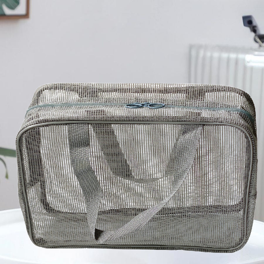 Women's Large Capacity Mesh Portable Draining Bath Wash Swimming Bags