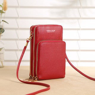 Women's Capacity Solid Color Fashion Simple Touch Screen Phone Bags
