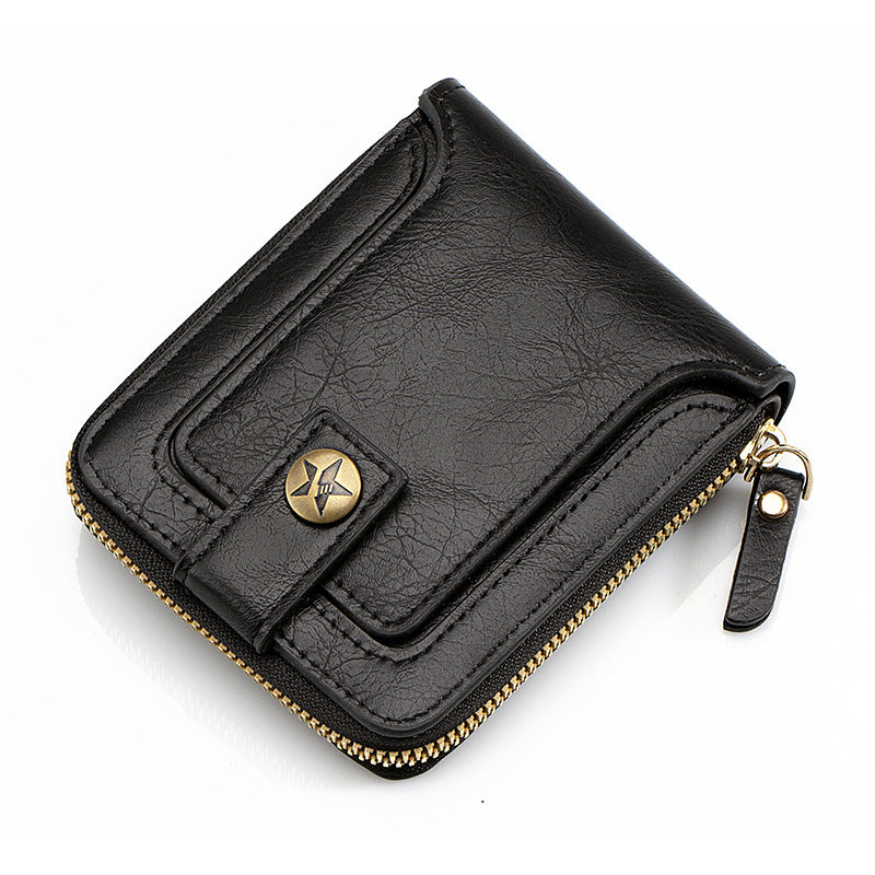 Men's Short Fashion Retro Multifunctional Zipper Men's Wallets