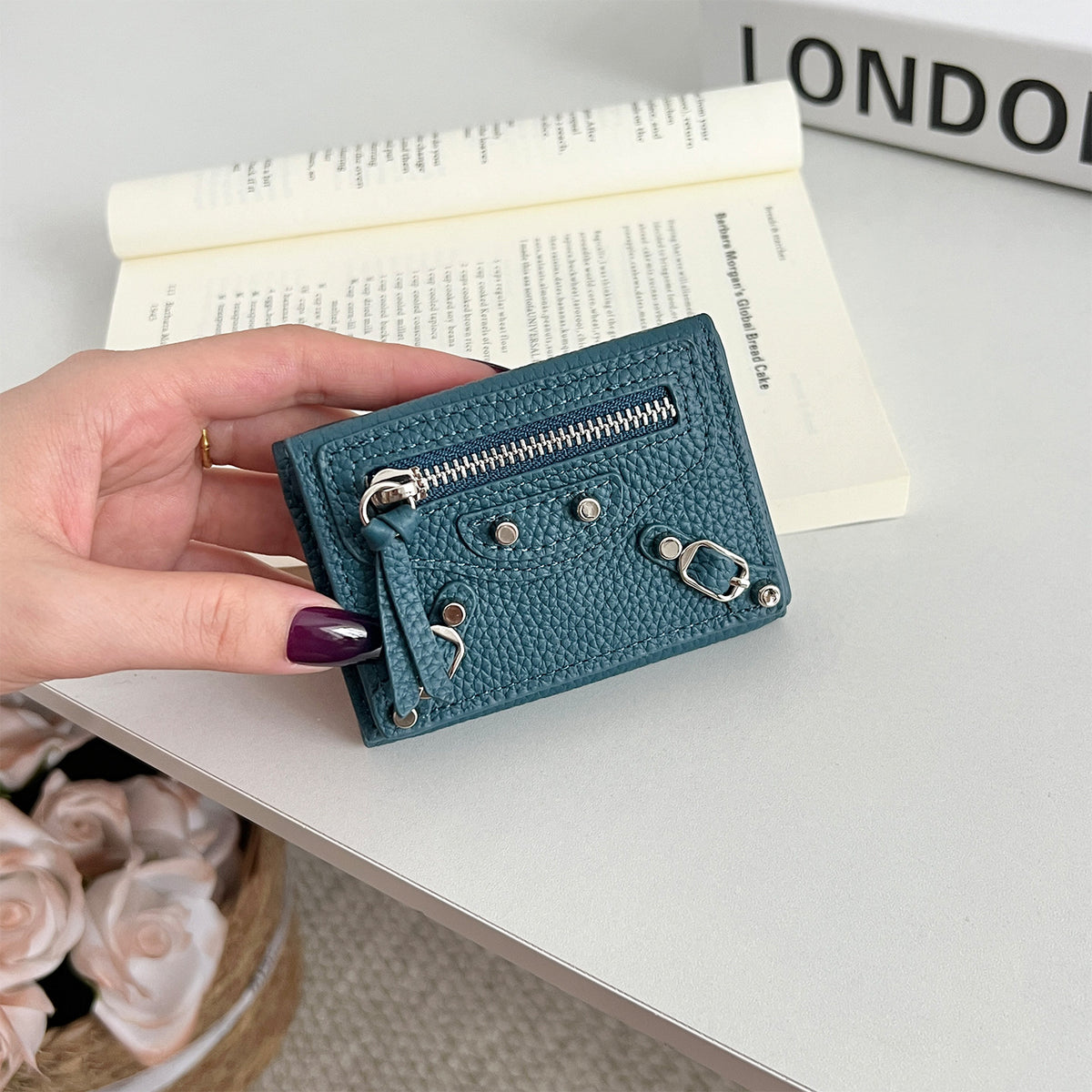 Women's Genuine Leather Short Full Compact Mini Fashion Motorcycle Ladies Wallet