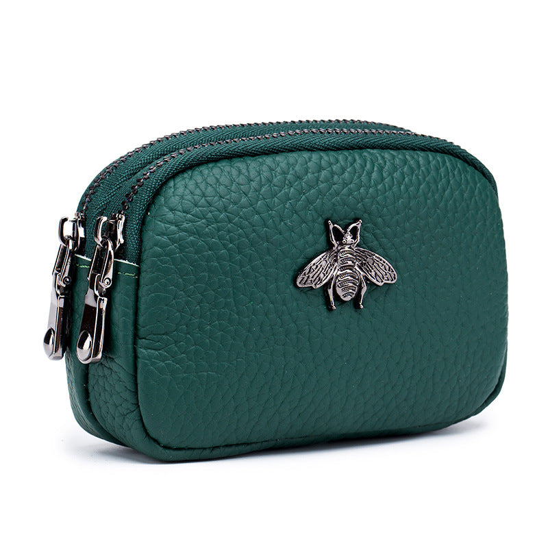 Women's Mini Cute Leather Double Zipper Pocket Bags