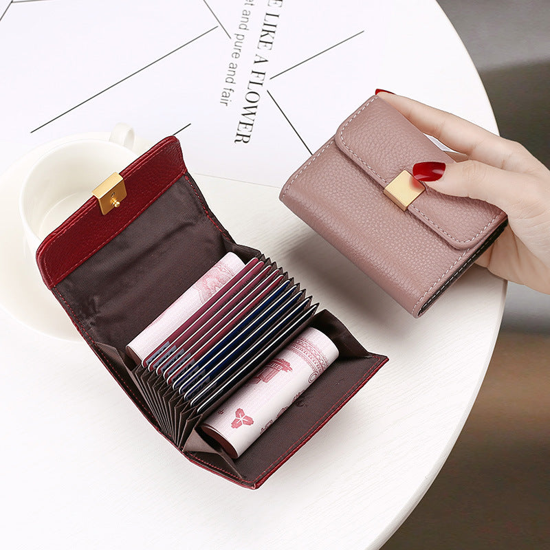 First Layer Cowhide Versatile Leather Organ Card Holder