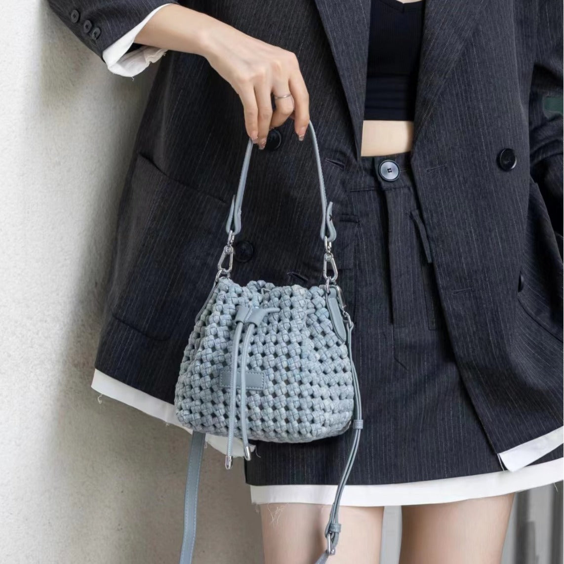 Women's High-grade Hand-woven Denim Versatile Fashion Women's Shoulder Bag