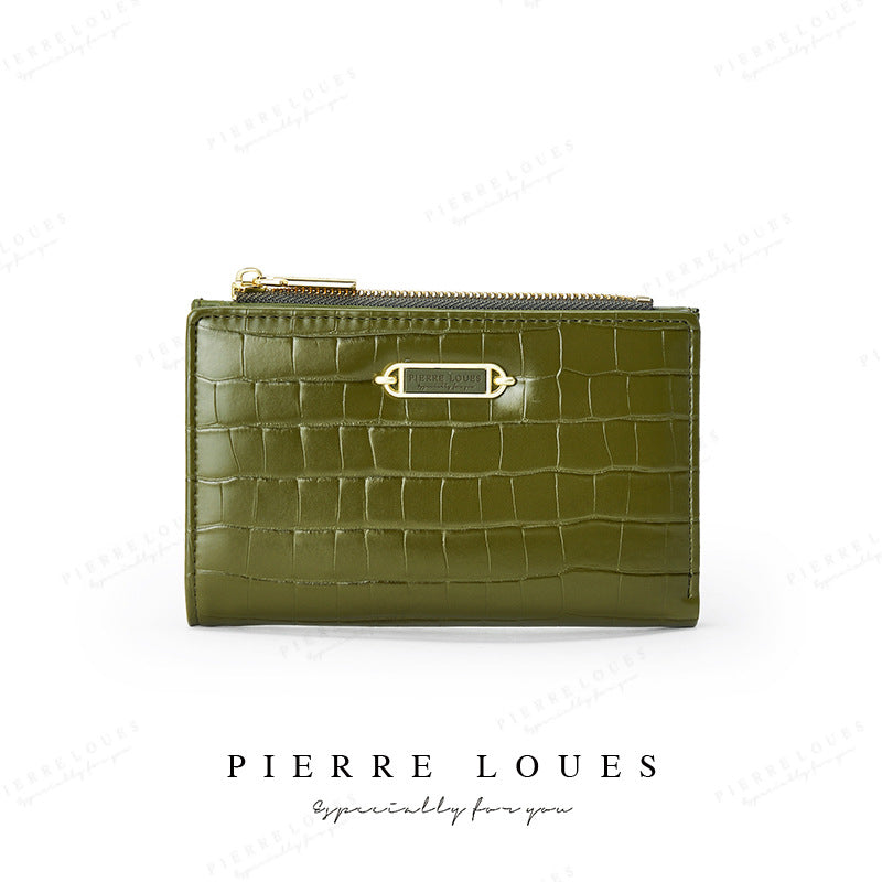Women's Short Retro Crocodile Pattern Clutch Ladies Wallet