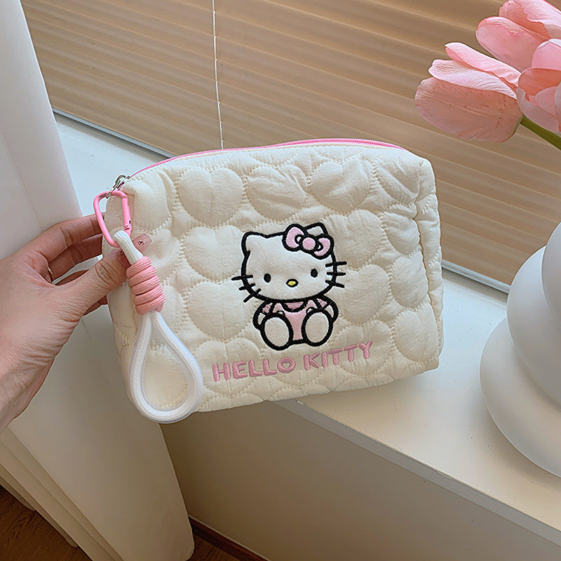 Women's Soft Cute Down Portable Large Capacity Makeup Bag