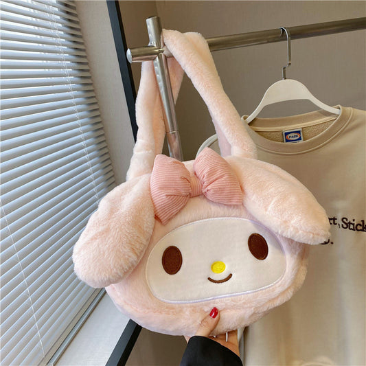 Super Cute Sweet Plush Single Rabbit Cartoon Large Handbags