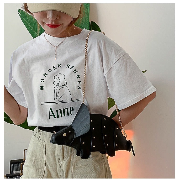 Women's Funny Personality Triceratops Dinosaur Style Rivet Women's Messenger Bag