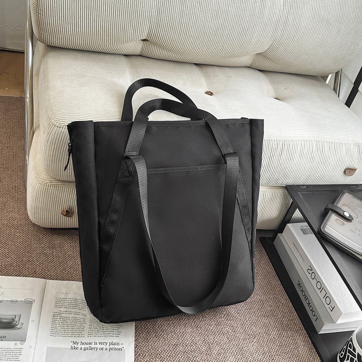 Pure Color Simple Nylon Female Large Capacity Totes For Shoulder Bags