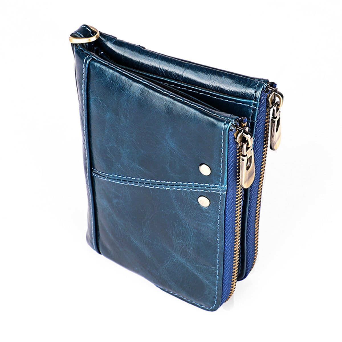 Men's Crazy Horse Leather Soft Zipper Short Men's Wallets