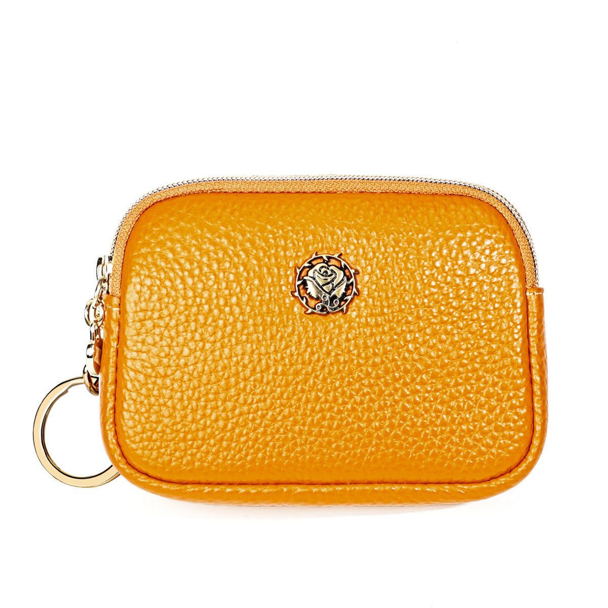 Women's Mini Cowhide Simple Double Zipper Cute Coin Purses