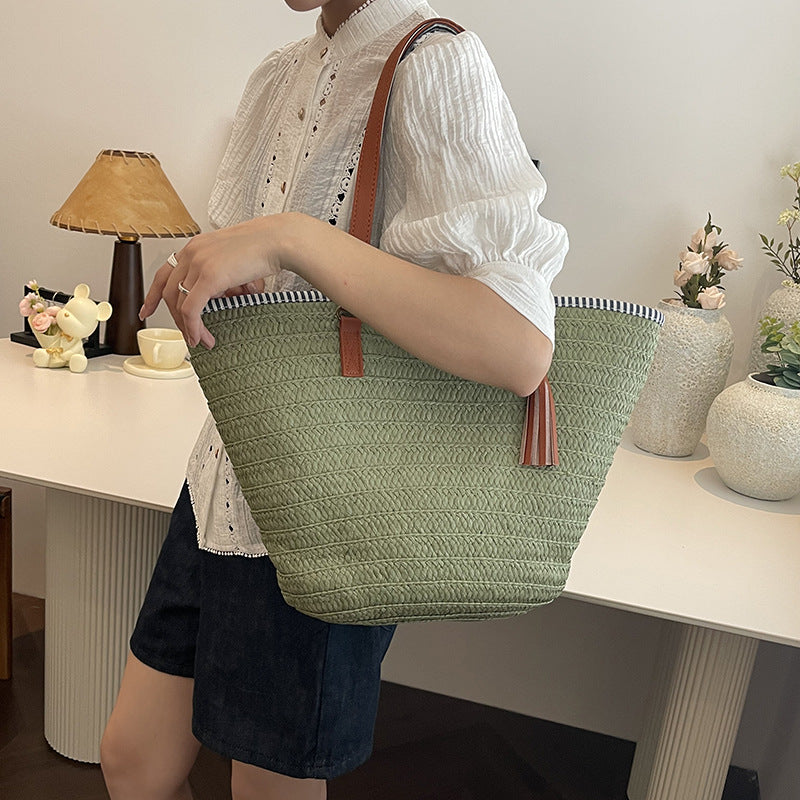 Simple Fashion Straw Large Capacity Versatile Tote Bags