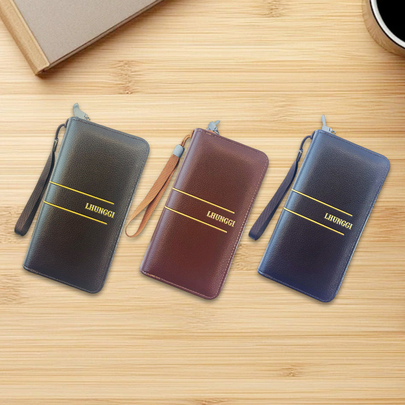 Men's Zipper Hand-held Solid Color Silk Screen Bags