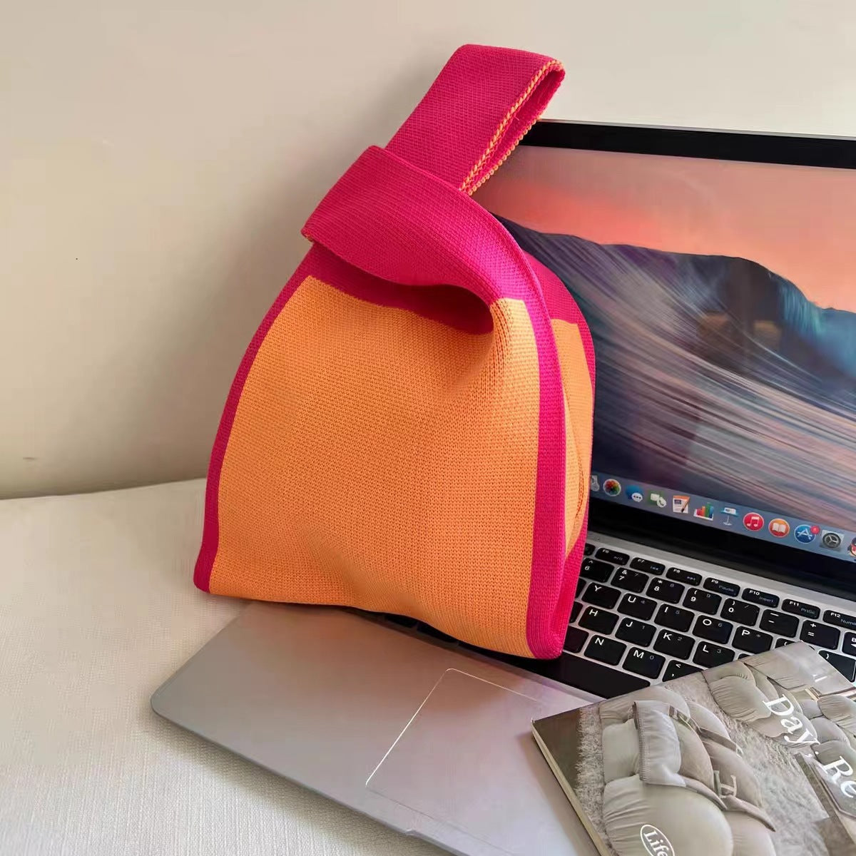 Women's Capacity Striped Knitted Portable Out Bags