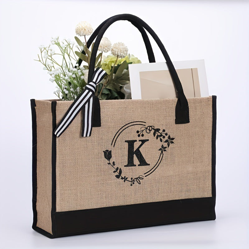Jute Large Capacity Letter Simplicity Portable Handbags