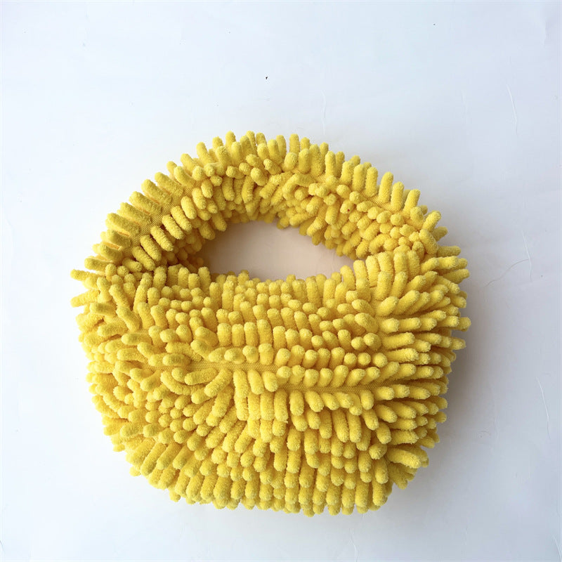 Plush Candy Color Lunch Box Cute Fashion Cotton Handbags