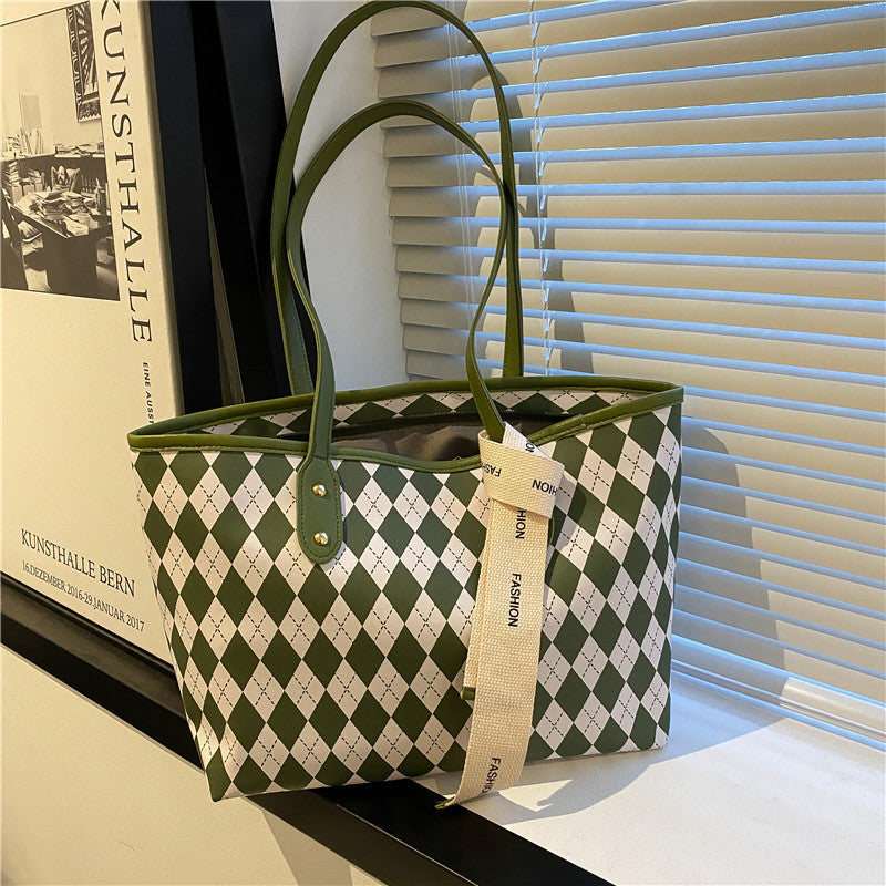 Women's Textured Plaid Korean Fashion Personalized Women's Shoulder Bag
