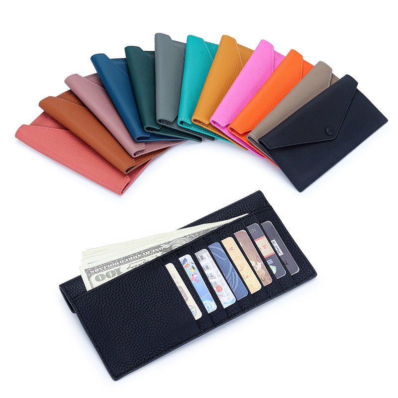 Women's First Layer Cowhide Long Leather Large Ladies Wallet