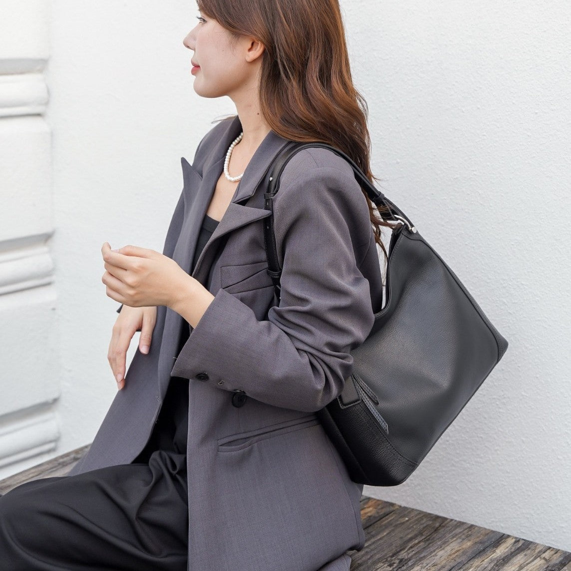 Top Layer Cowhide Natural Fall Large Capacity Commuter Women's Shoulder Bag