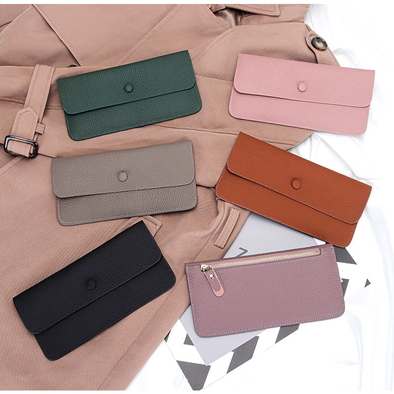 Women's Cowhide Long Hand-held Genuine Leather Ladies Wallet