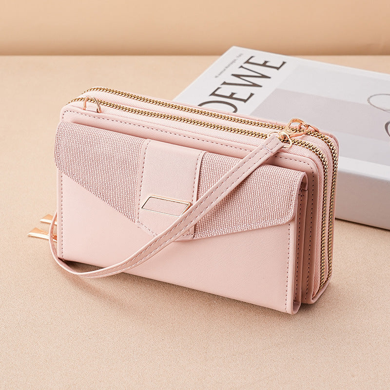 Women's Mobile Long Korean Style Double Zipper Large Phone Bags