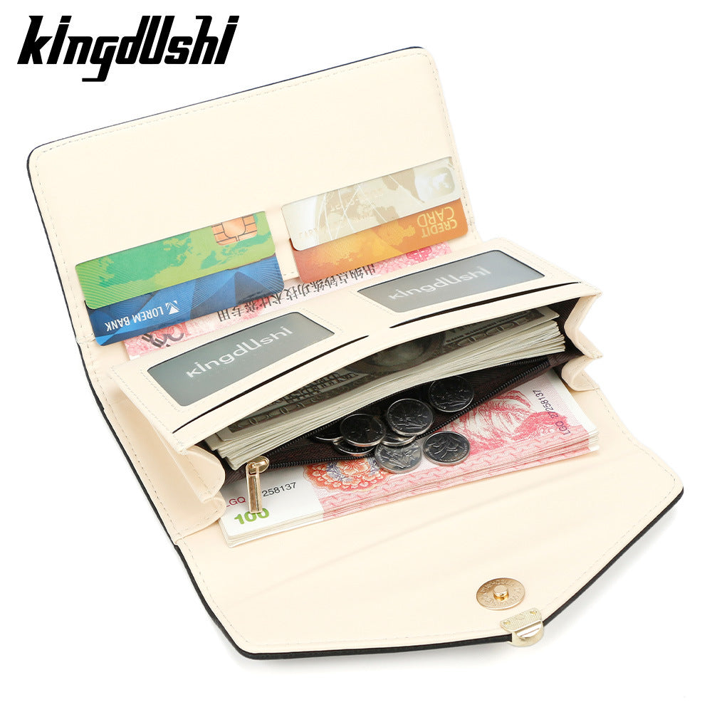 Women's Fashion Magnetic Snap Long Clutch Imitation Leather Multiple Slots Large Ladies Wallet
