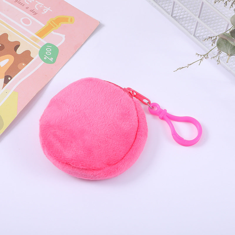 Plush Zipper Round Mini Cute Storage Coin Purses