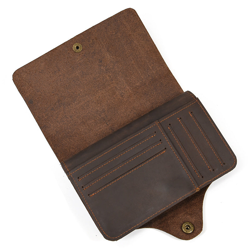 Men's Leather Crazy Horse Retro Long First Layer Cowhide Men's Wallet