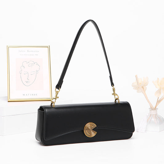 Women's Cowhide Underarm High-grade Portable Baguette Female Shoulder Bags