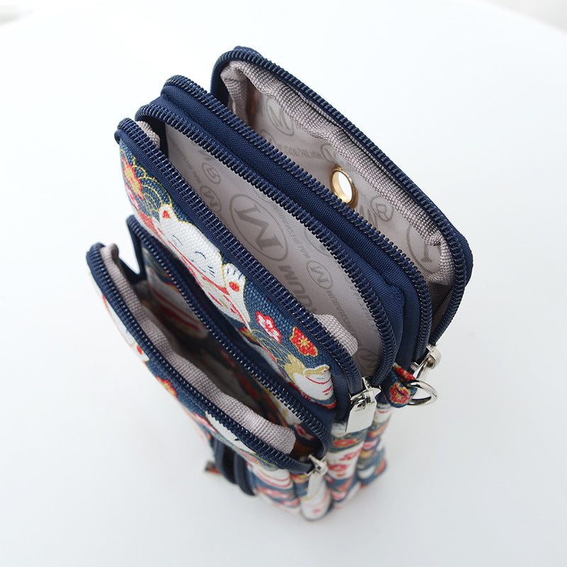 Women's Style Mobile Canvas Large Screen Vertical Phone Bags