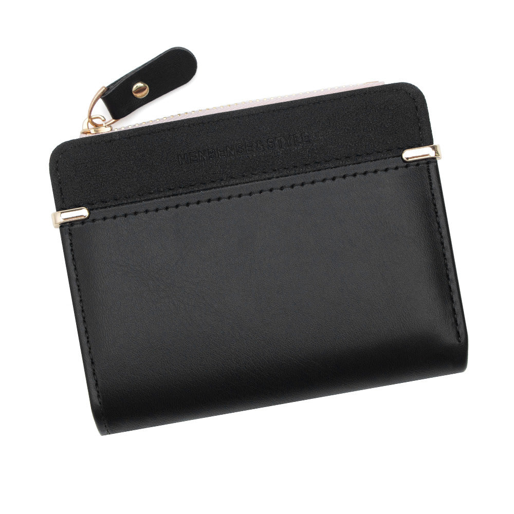 Elegant Women's Korean Simple Zipper Short Coin Purses