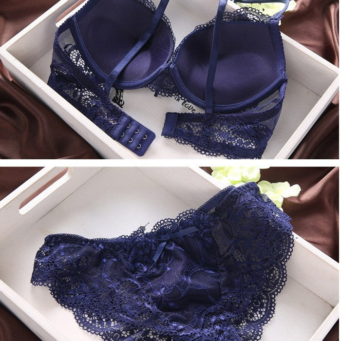 Bow Famous Sexy Full Lace Transparent Lingerie Sets