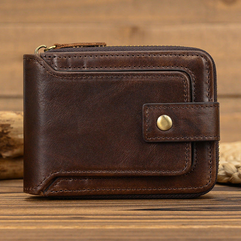Women's & Men's Genuine Leather Multiple Slots Zipper For Both Cowhide Coin Purses