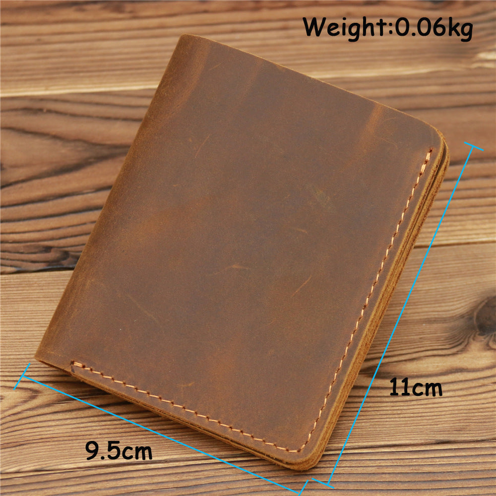 Men's Simple Crazy Horse Leather Genuine Cowhide Card Holder