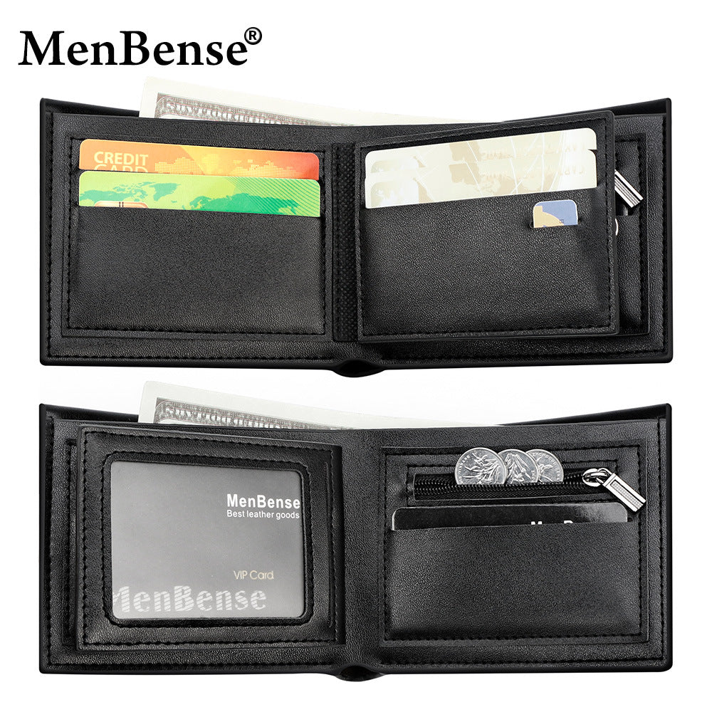 Men's Fashion Embossed Short Dark Line Hinge Men's Wallet