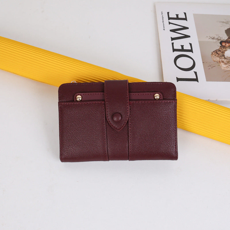 Women's Mid-length Solid Color High-grade Large Capacity Two Fold Folding Card Holder