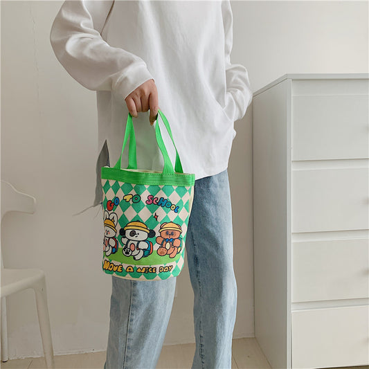 Cute Illustration Cylinder Lunch Box Clutch Bags
