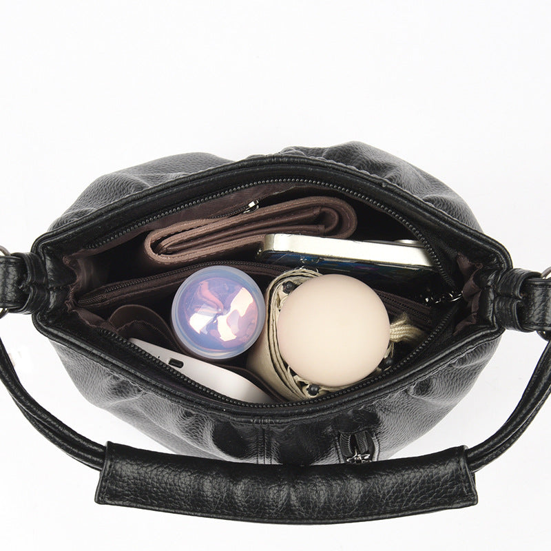Fashion Minority Design Pleated Simple Solid Color Korean Style Women's Messenger Bag