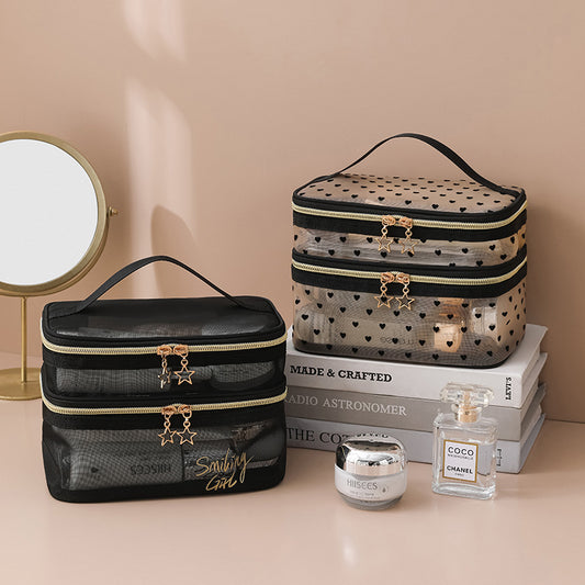 Mesh Storage Large Capacity Double Layer Cosmetic Bags