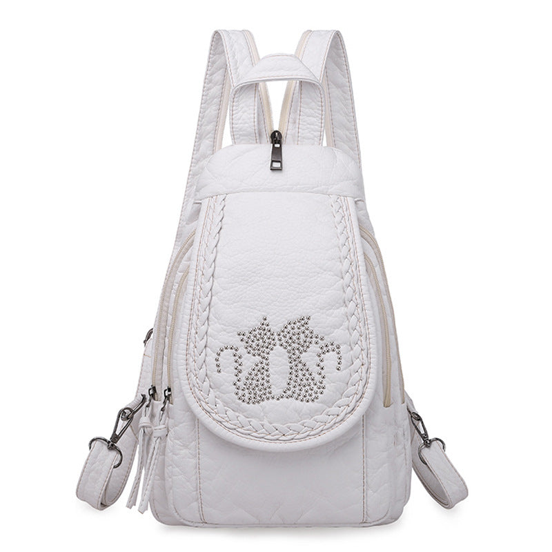 Women's Multifunctional Washed Soft Leather Korean Bags