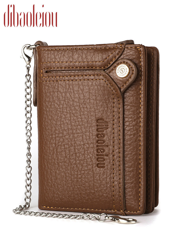 Men's Chain Retro Driving License Zipper Men's Wallets