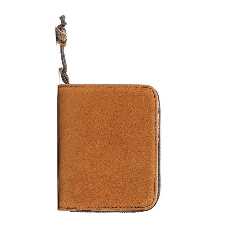 Men's Tanned Leather Cowhide Short Genuine Green Vertical Coin Purses