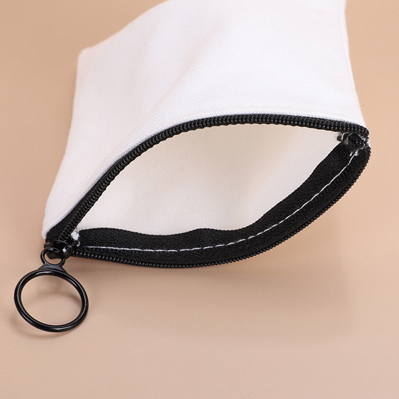 Mini Canvas Zipper Buggy Earphone White Coin Purses