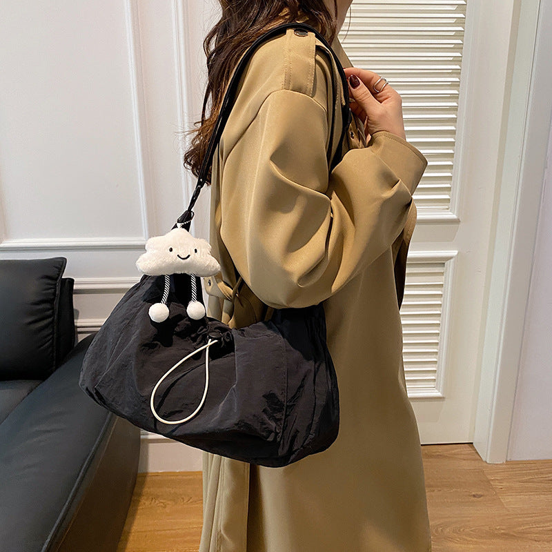 Women's Gate Design Drawstring Ruffle Nylon Clouds Women's Shoulder Bag