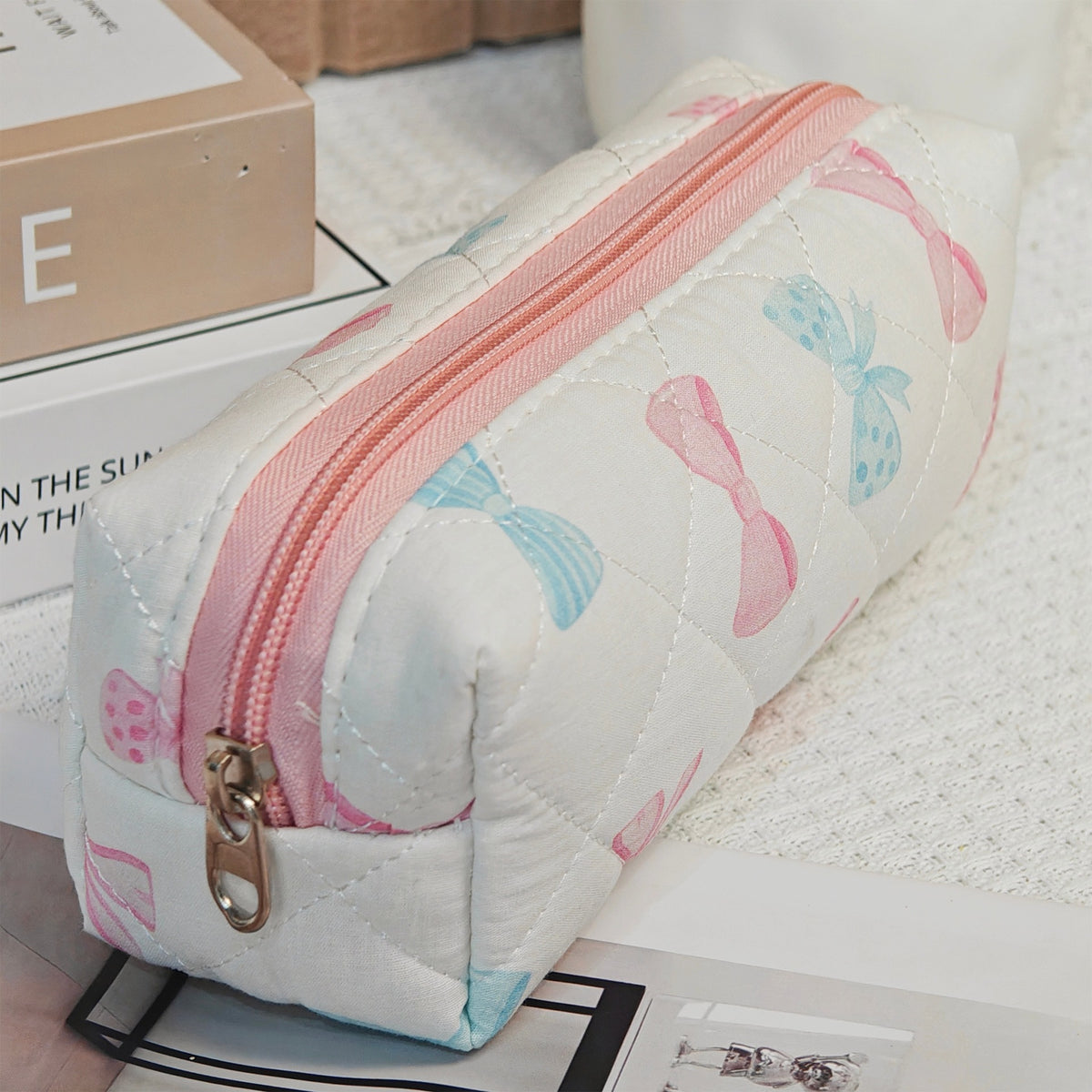 Wind Large Capacity Fabric Bow Printing Buggy Minority Simple Stationery Bags