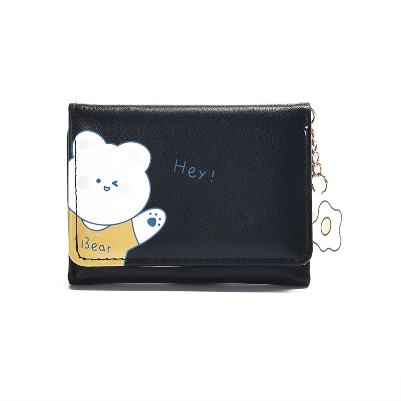 Women's Cartoon Floral Print Fresh Folding Three Ladies Wallets