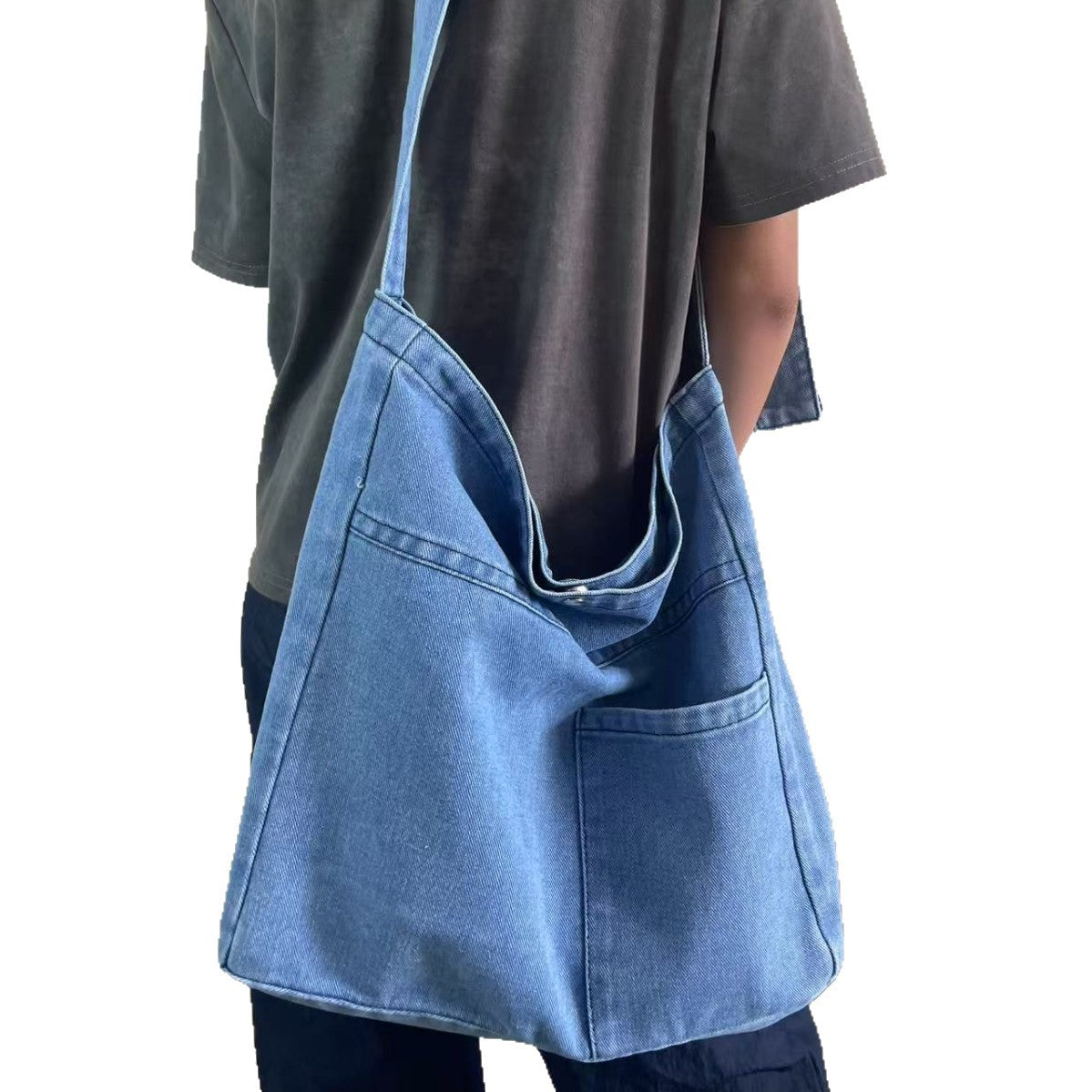 Mori Style Jean Large Capacity Sling Commuter Women's Messenger Bag