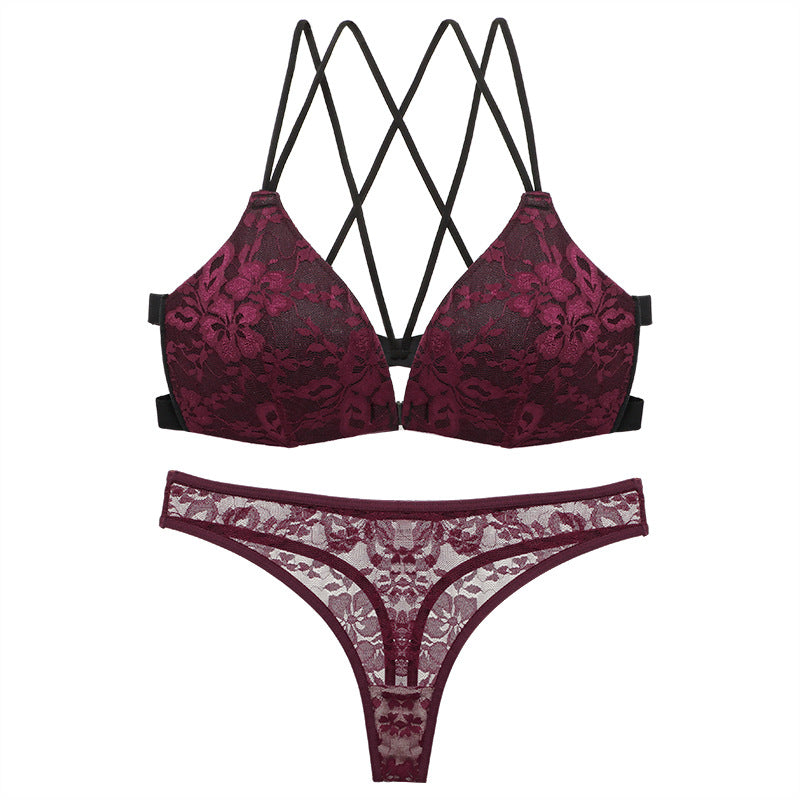 Sexy Lace Bare Back Front Buckle Lingerie Sets