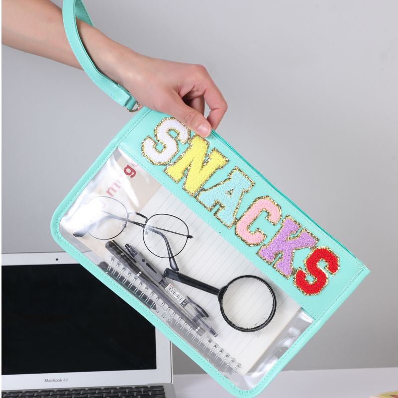 Storage Transparent Zipper Embroidery Lettered Make-up Makeup Bag